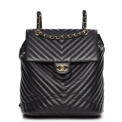 Chanel Calfskin Chevron Quilted Large Urban Spirit Backpack Black 1 of 7