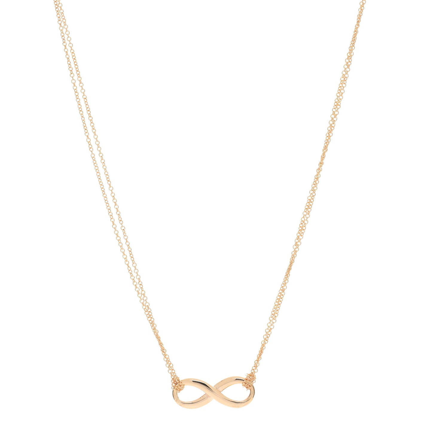 18K Rose Gold Infinity Double Chain Pendant Necklace