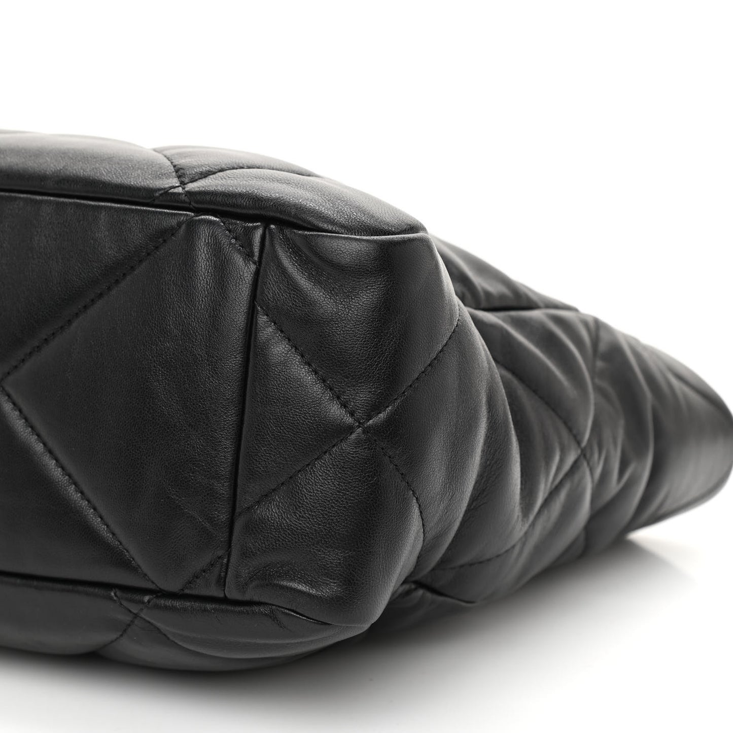 Lambskin Quilted Chanel 19 East West Shopping Bag Black