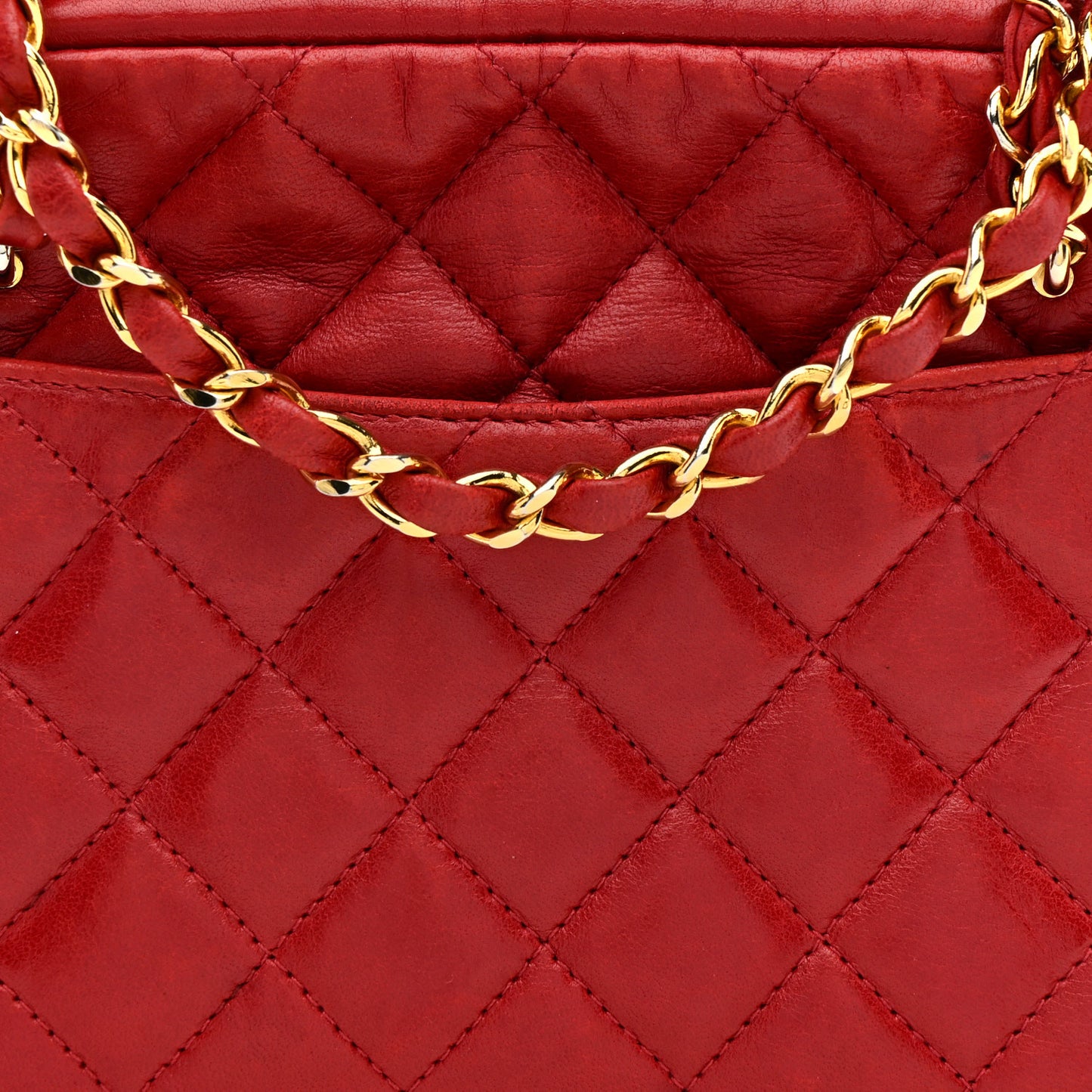Lambskin Quilted Camera Case Red