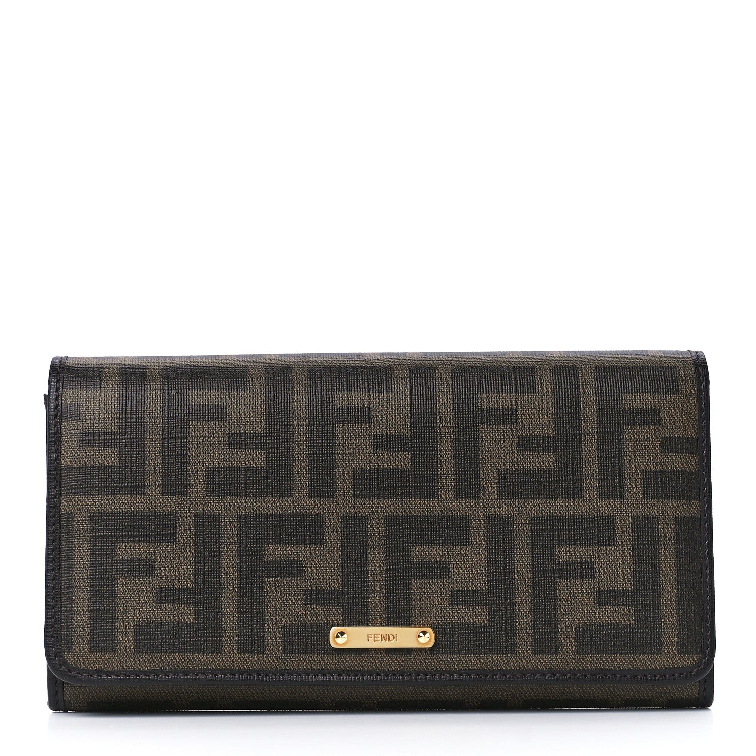 Fendi Zucca Spalmati Vitello Elite Continental Wallet Tobacco 1 of 11