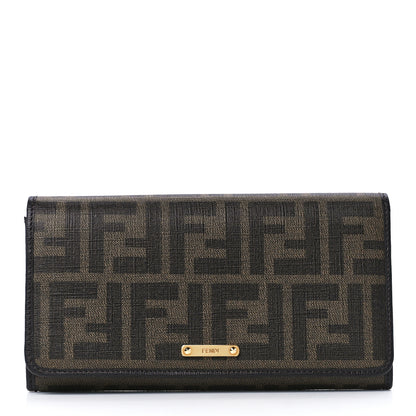 Fendi Zucca Spalmati Vitello Elite Continental Wallet Tobacco 1 of 11