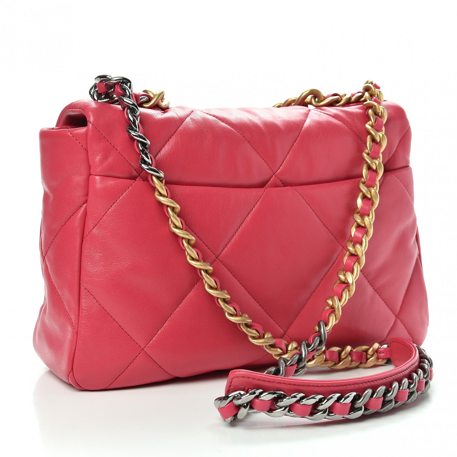 Chanel Lambskin Quilted Large Chanel 19 Flap Dark Pink 3 of 10