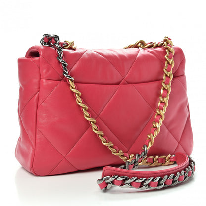 Chanel Lambskin Quilted Large Chanel 19 Flap Dark Pink 3 of 10