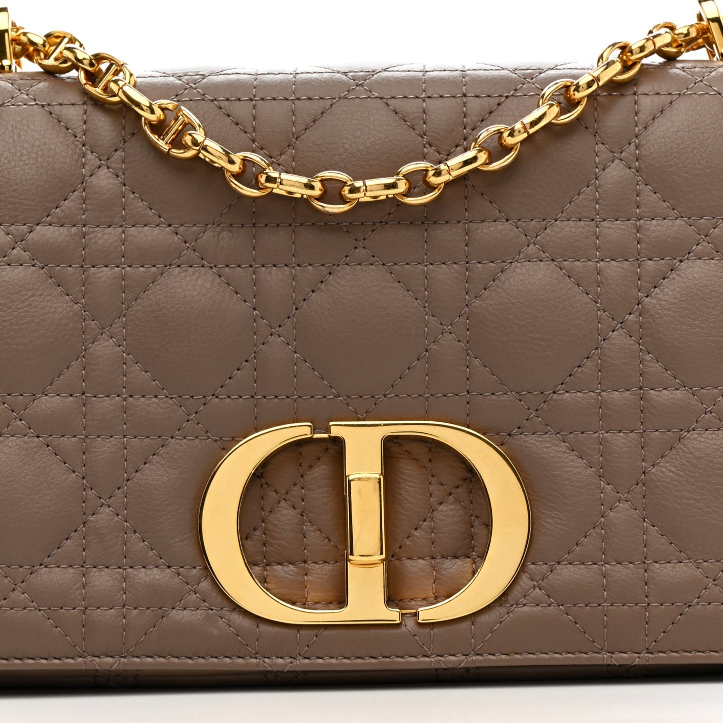 Calfskin Cannage Medium Caro Bag Taupe