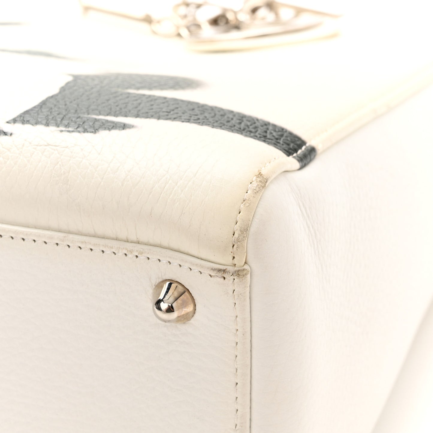 Deerskin Floral Printed Large Lady Dior White