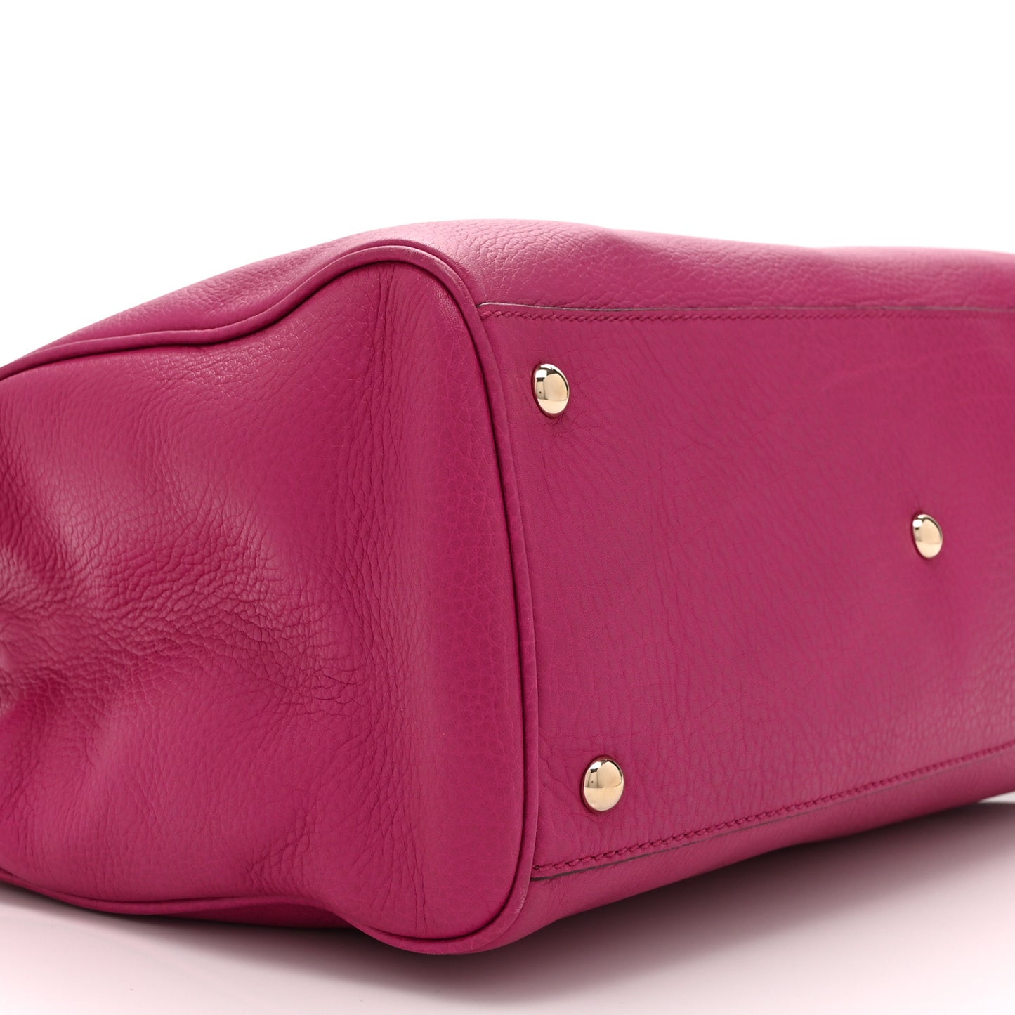Pebbled Calfskin Medium Bamboo Shopper Tote Bright Bougainvillea