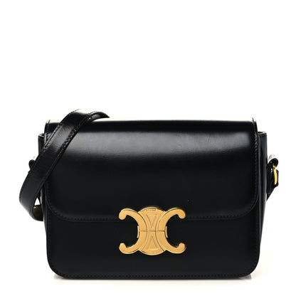 Celine Shiny Calfskin Medium Triomphe Black 1 of 6