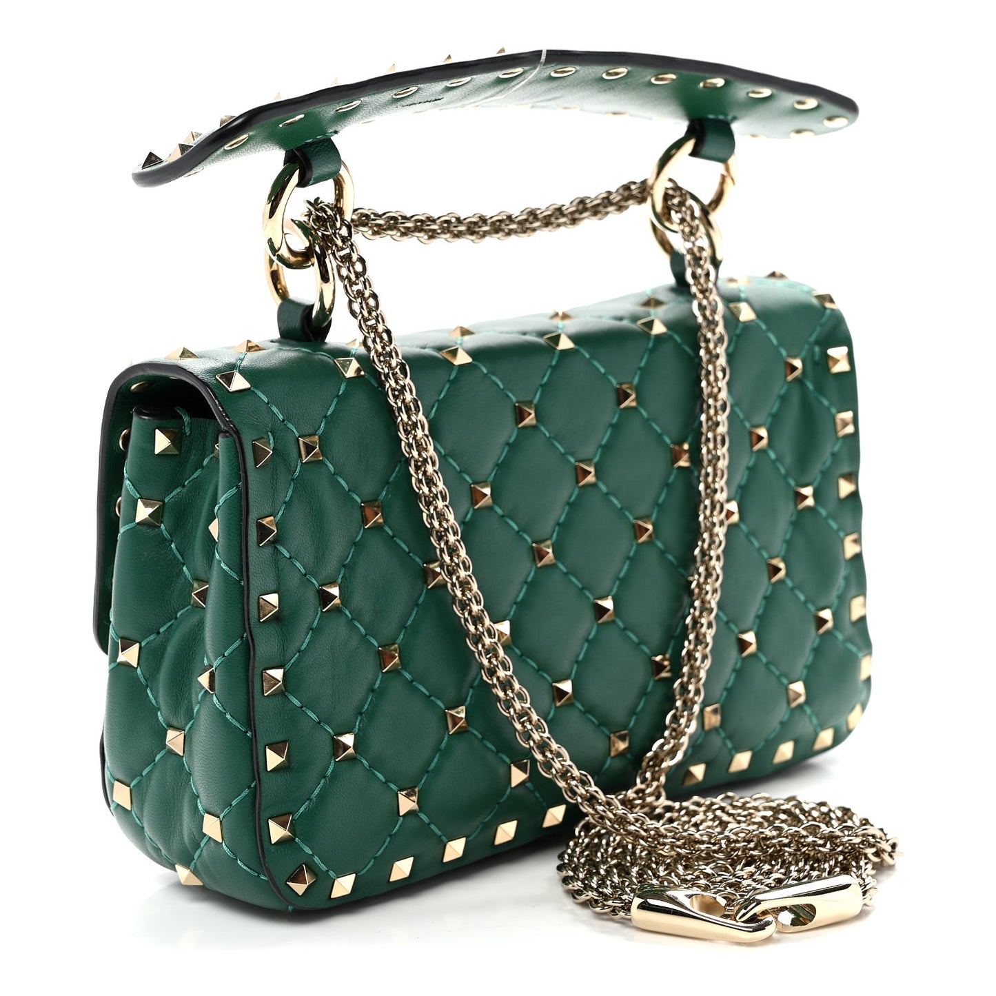 Nappa Small Rockstud Spike Shoulder Bag Gea Green