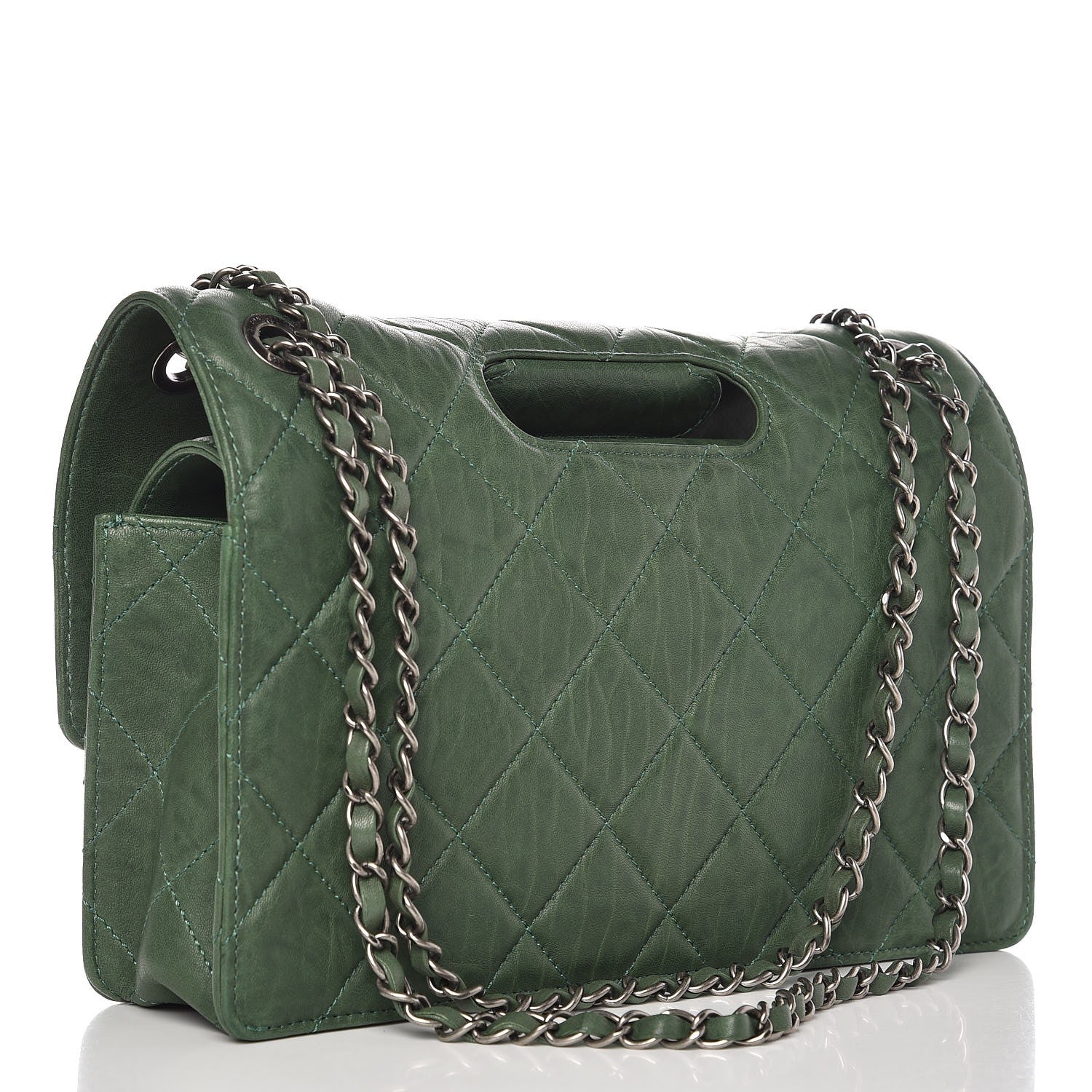 Chanel Washed Lambskin Jumbo Take Away Flap Green 14 of 21