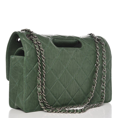 Chanel Washed Lambskin Jumbo Take Away Flap Green 14 of 21