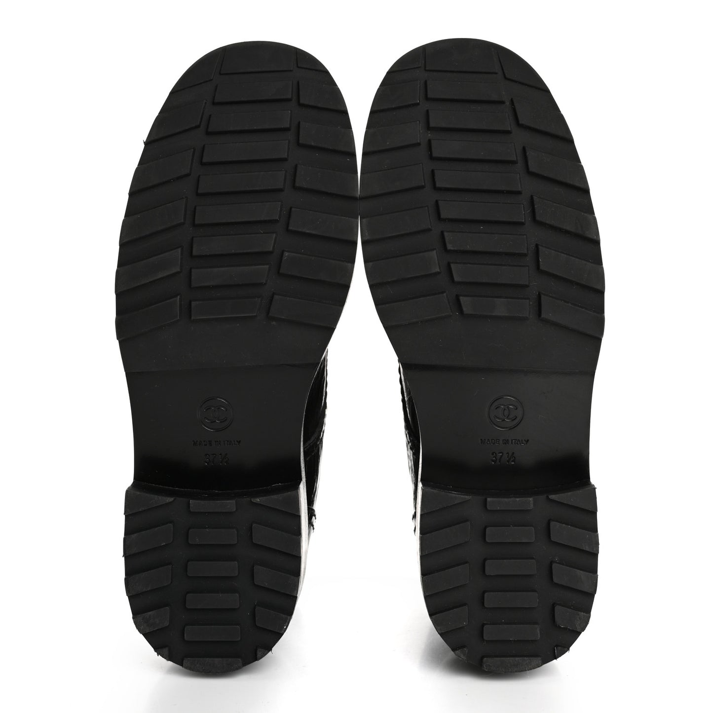 Shiny Calfskin Velvet Pearl Combat Short Boots 37.5 Black
