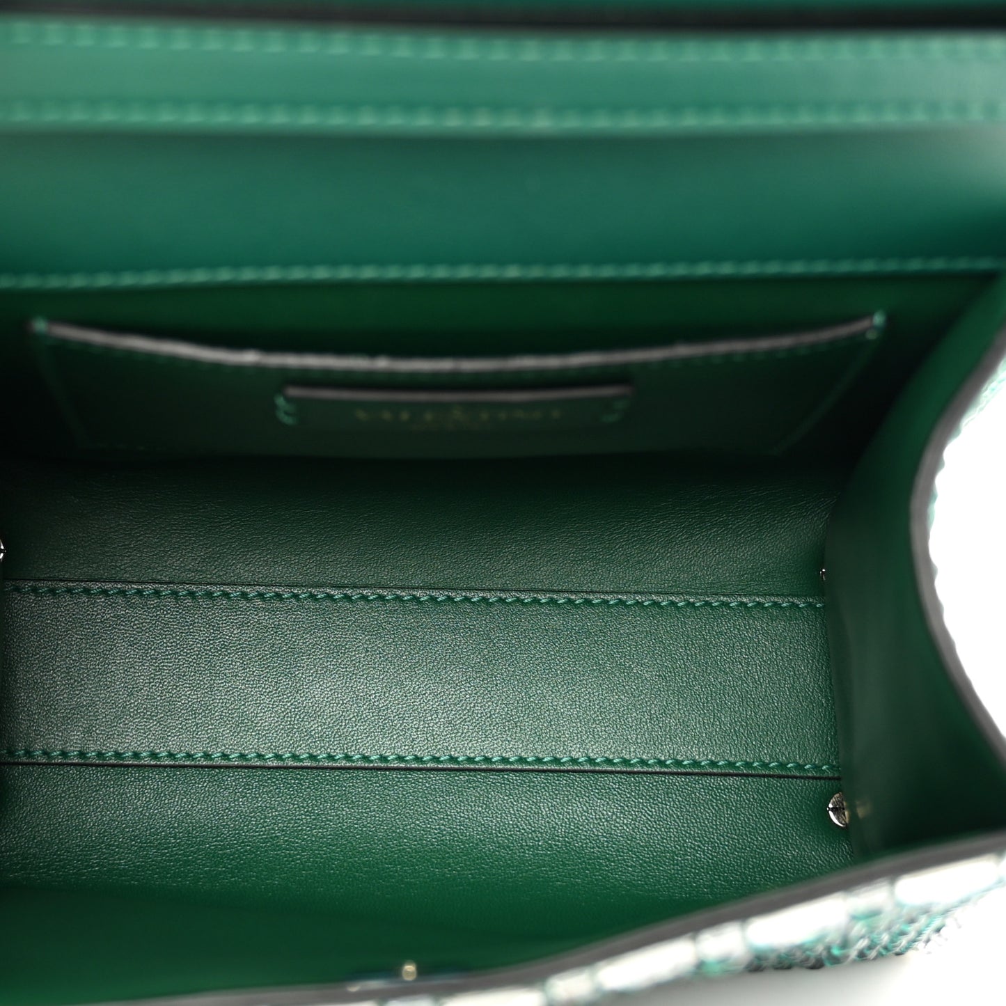 Crystal Embroidered Mini Vsling Top Handle Bag Emerald Jungle