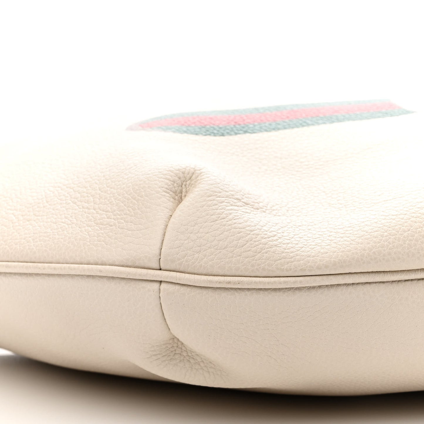 Grained Calfskin Logo Half Moon Hobo White