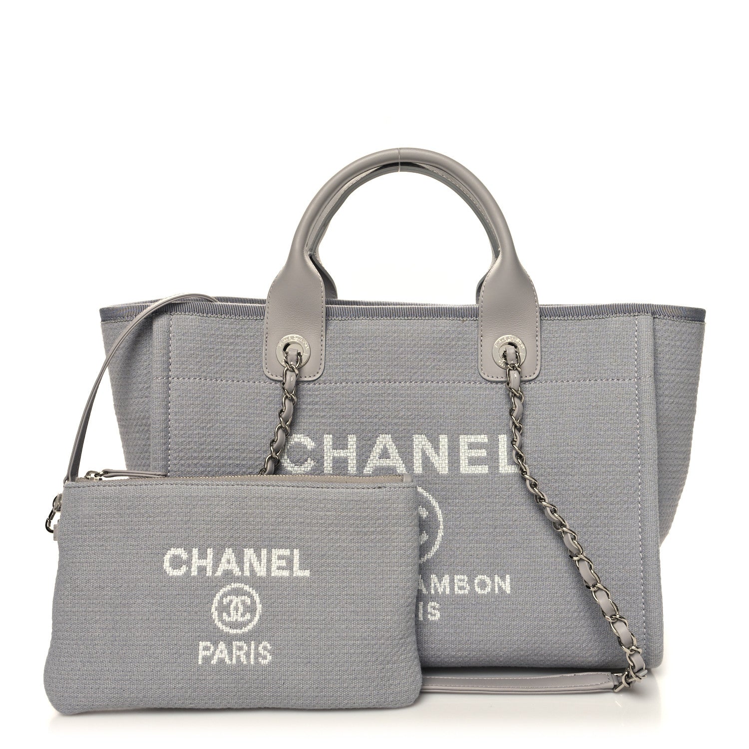 Chanel Mixed Fibers Calfskin Small Deauville Tote Grey 1 of 12