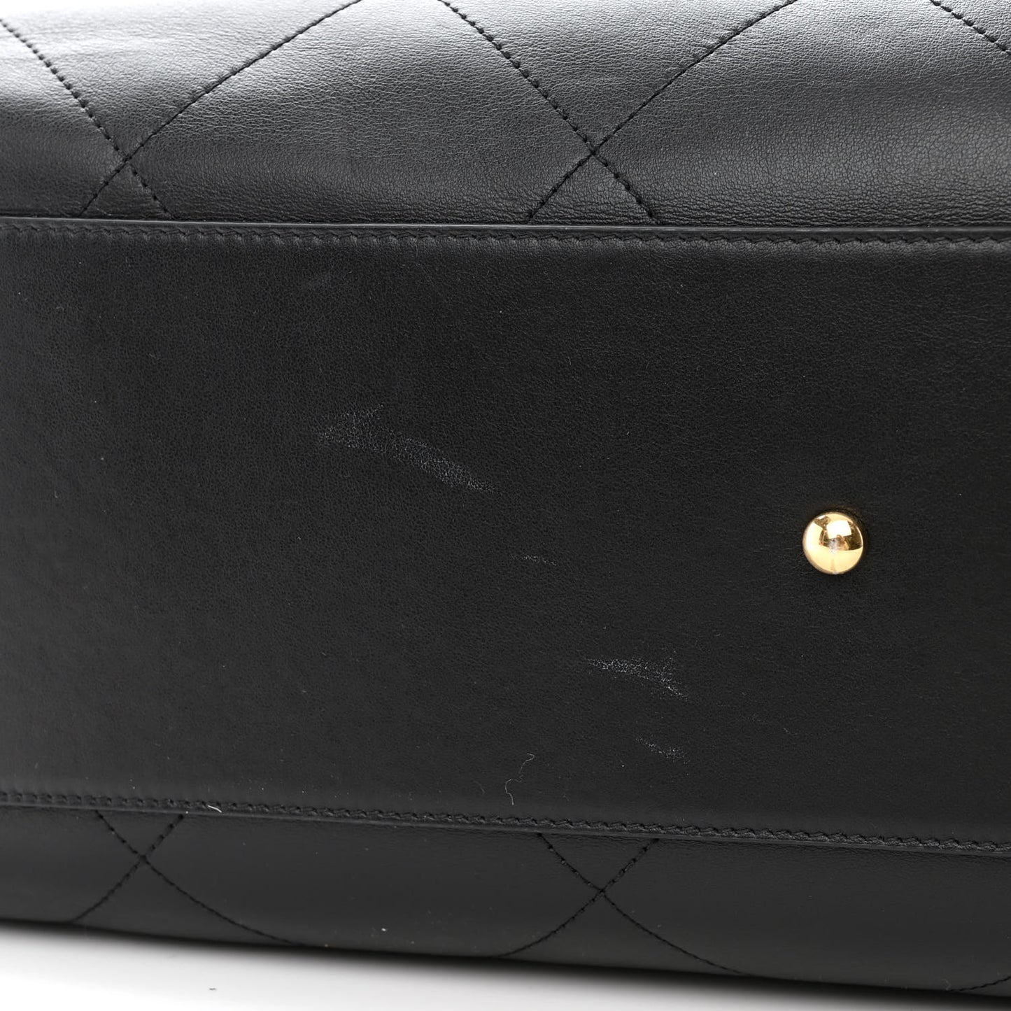Calfskin Stitched Maxi Logo Bowling Bag Black