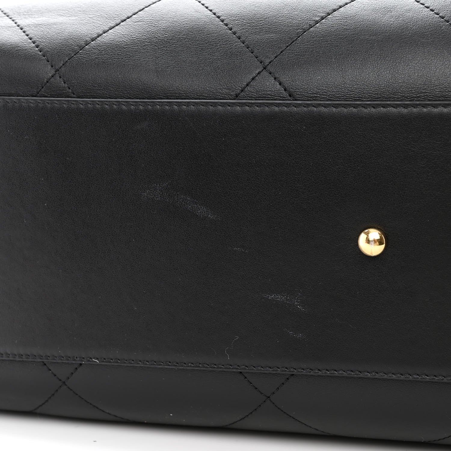 Chanel Calfskin Stitched Maxi Logo Bowling Bag Black 10 of 10