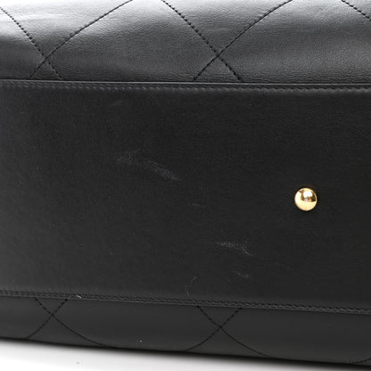 Chanel Calfskin Stitched Maxi Logo Bowling Bag Black 10 of 10