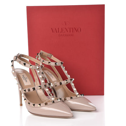 Valentino Garavani Patent Rockstud Ankle Strap Pumps 39 Poudre 9 of 9
