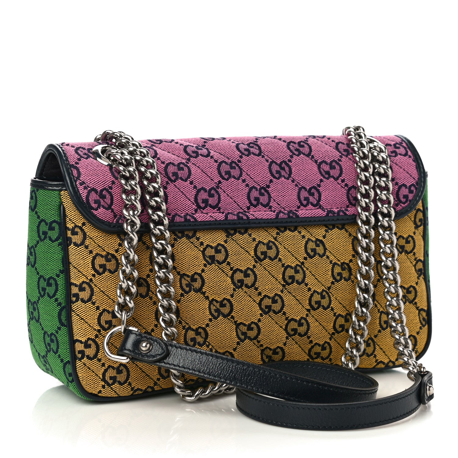 Gucci Monogram Multicolor Matelasse Diagonal Small GG Marmont Shoulder Bag Pink Blue Red Yellow Green 3 of 11