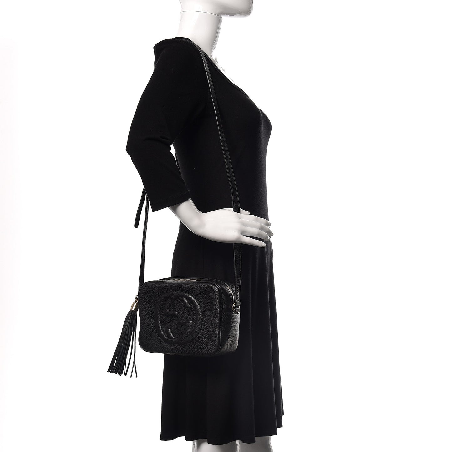 Pebbled Calfskin Small Soho Disco Bag Black