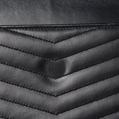 Saint Laurent Calfskin Matelasse Chevron Monogram Uptown Clutch Black 9 of 10