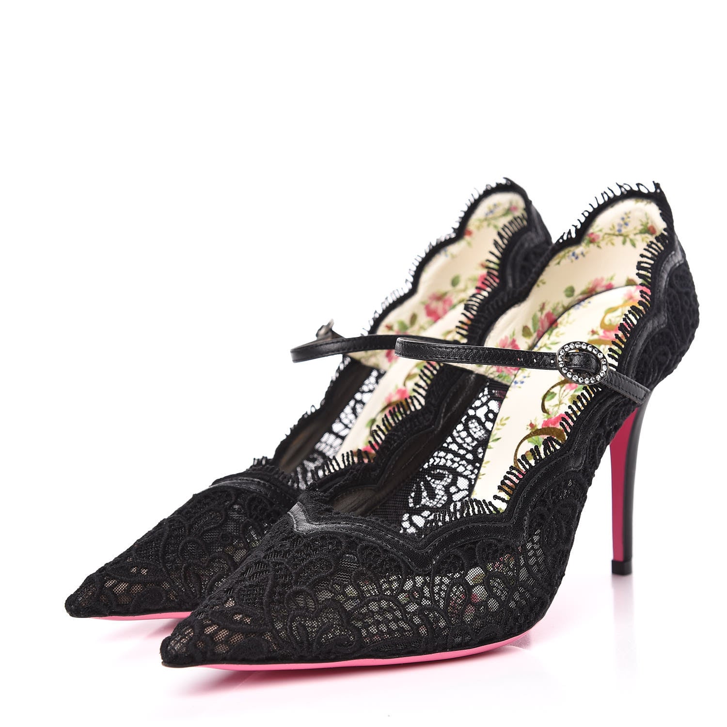 Gucci Lace Pizzo Venice Pumps 38 Black 3 of 9