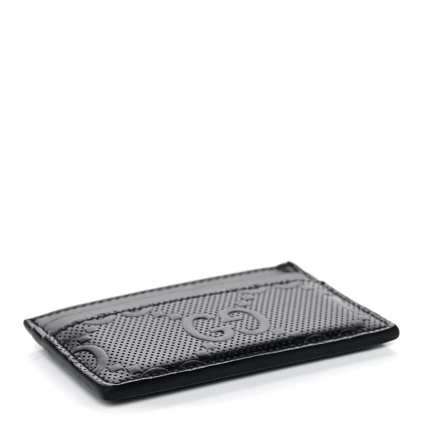 Calfskin GG Tennis Embossed Card Holder Black
