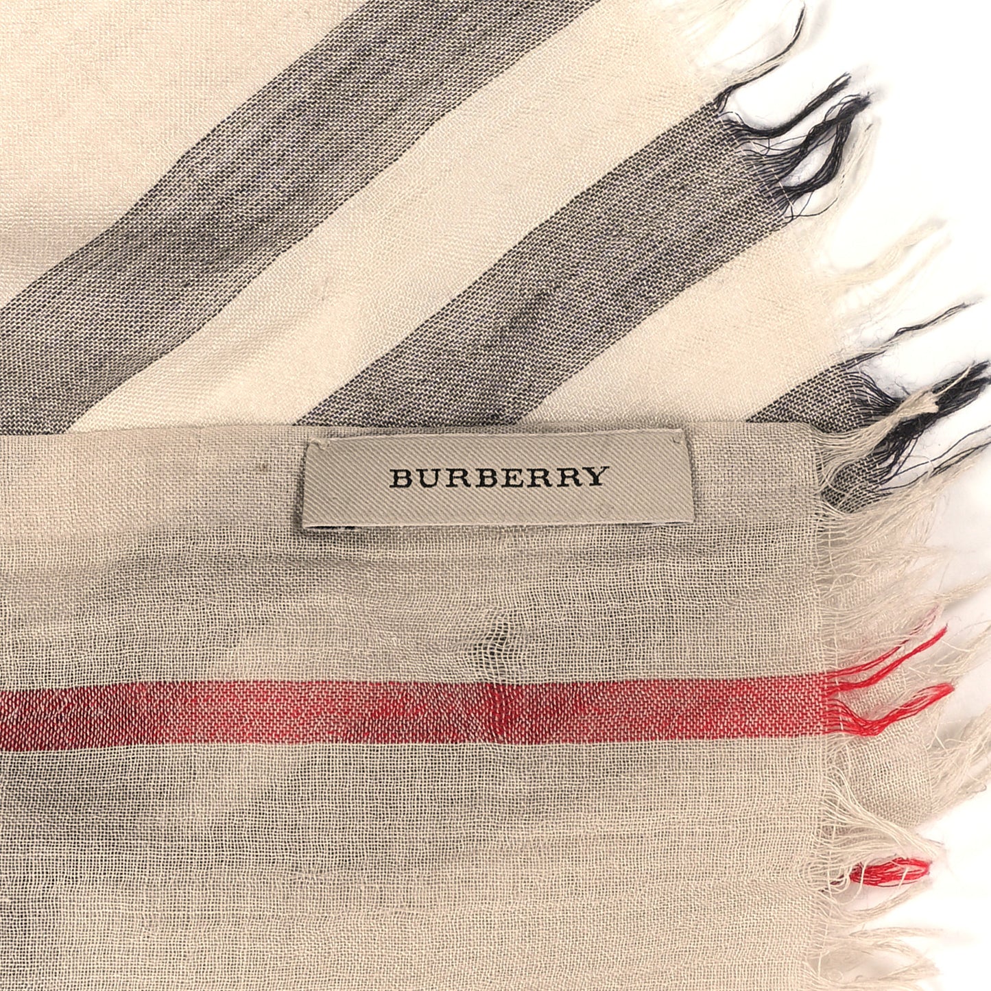 Wool Silk Gauze Giant Check Lightweight Scarf Archive Beige