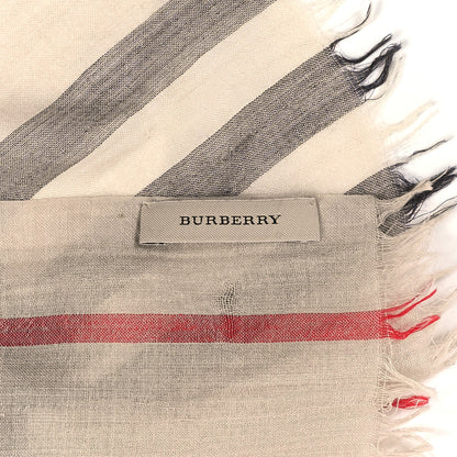 Burberry Wool Silk Gauze Giant Check Lightweight Scarf Archive Beige 3 of 3