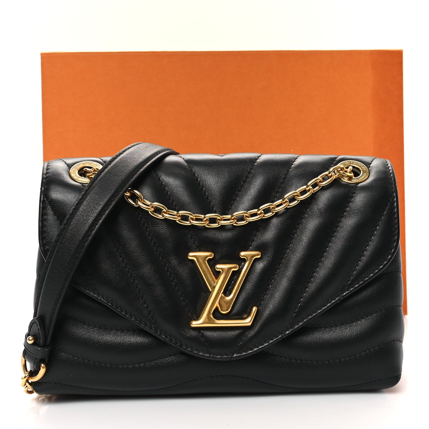 Calfskin LV New Wave Chain Bag Black
