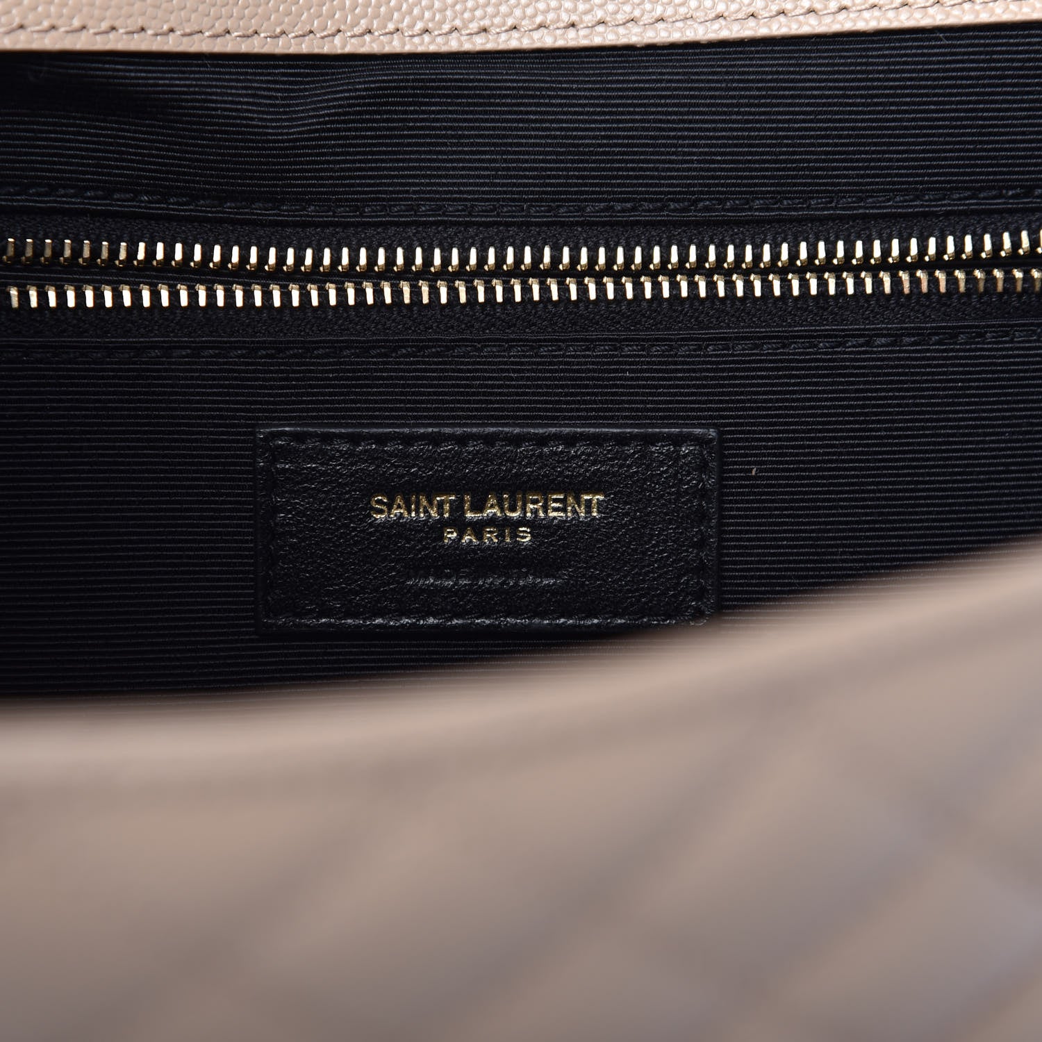 Saint Laurent Grain De Poudre Mixed Matelasse Large Triquilt Monogram Satchel Dark Beige 6 of 8