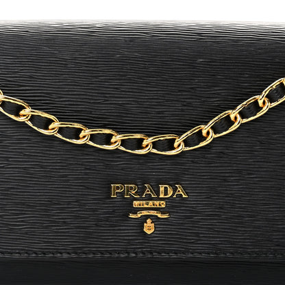 Prada Vitello Move Metal Oro Chain Wallet Black 7 of 10