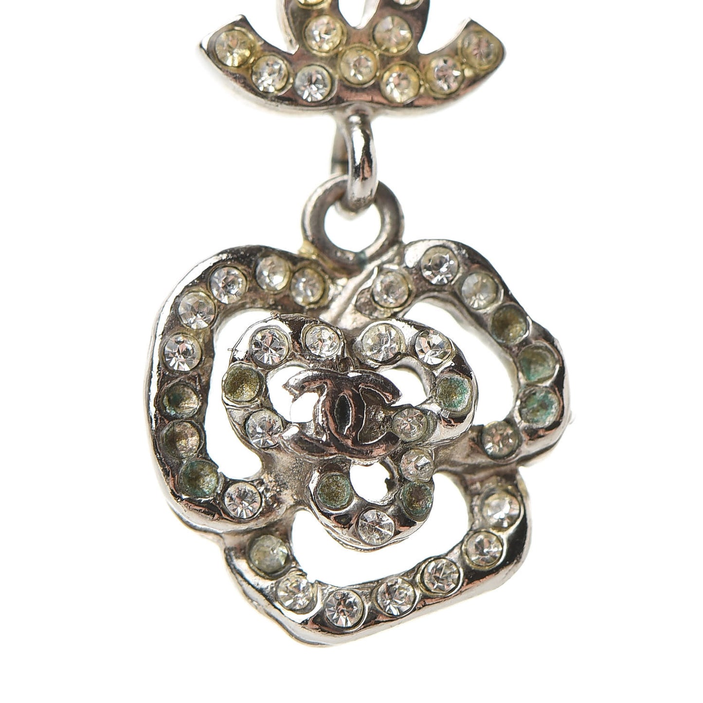 Crystal CC Camellia Necklace Silver