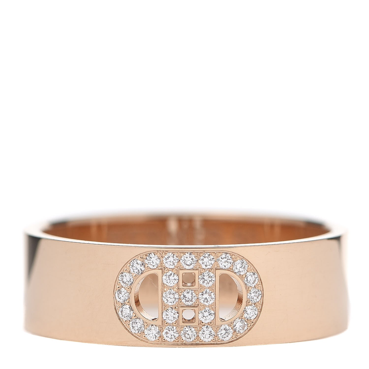 Hermes 18K Rose Gold Diamond PM H D'Ancre Ring 50 5.25 1 of 5