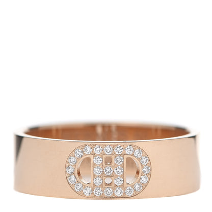Hermes 18K Rose Gold Diamond PM H D'Ancre Ring 50 5.25 1 of 5