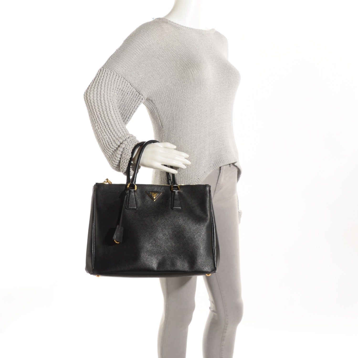 Prada Saffiano Large Galleria Double Zip Tote Black 2 of 10
