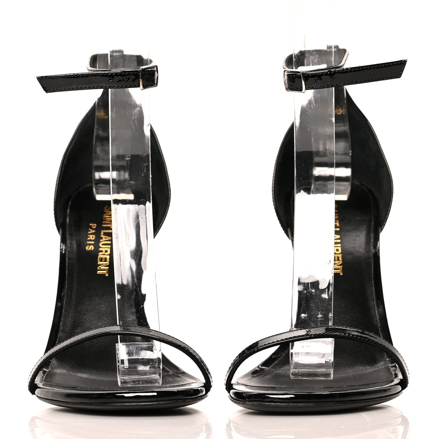 Patent Calfskin Jane 110 Ankle Strap Sandals 35 Black