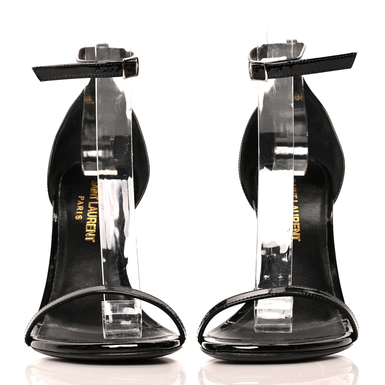 Saint Laurent Patent Calfskin Jane 110 Ankle Strap Sandals 35 Black 2 of 8