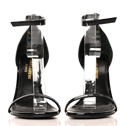 Saint Laurent Patent Calfskin Jane 110 Ankle Strap Sandals 35 Black 2 of 8