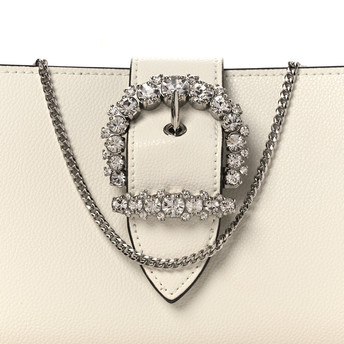 Calfskin Crystal Cheri Clutch White