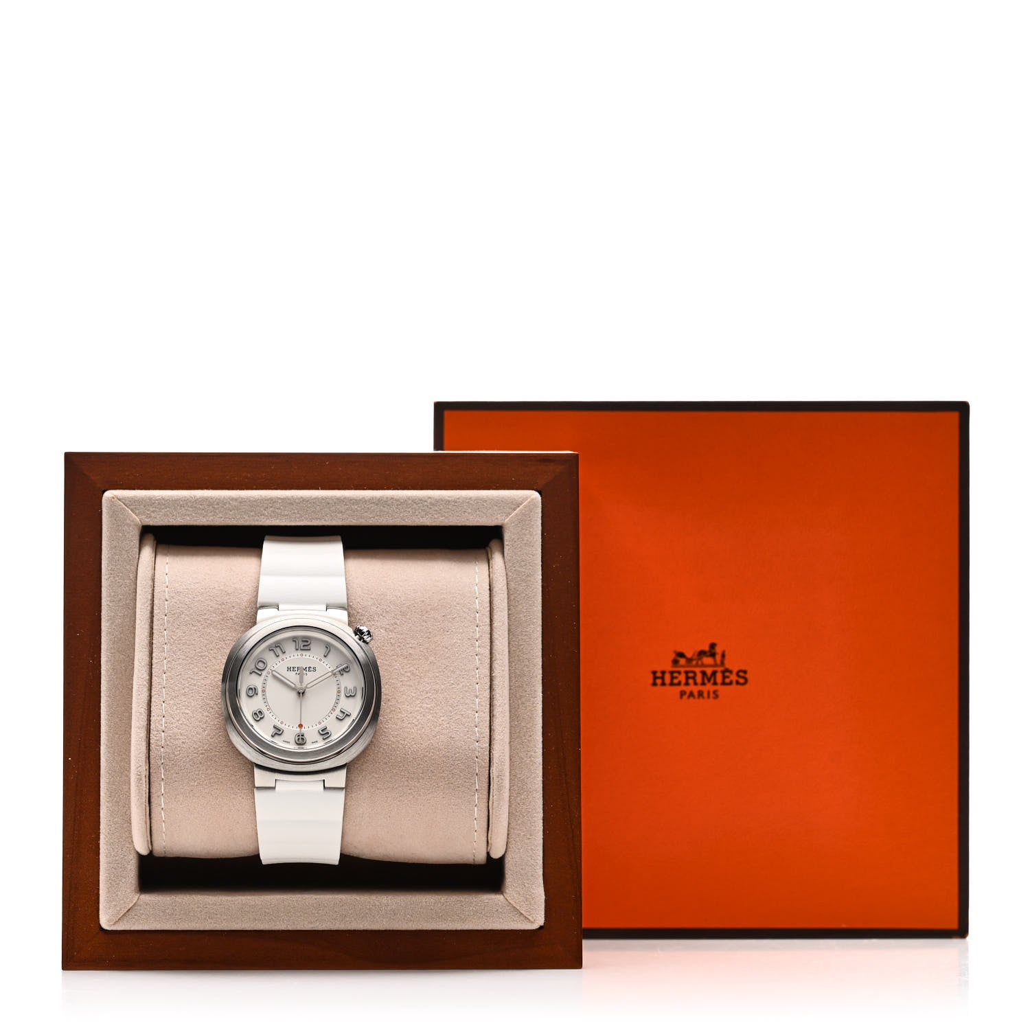 Hermes Stainless Steel Rubber 36mm Cut Automatic Watch Blanc 5 of 5