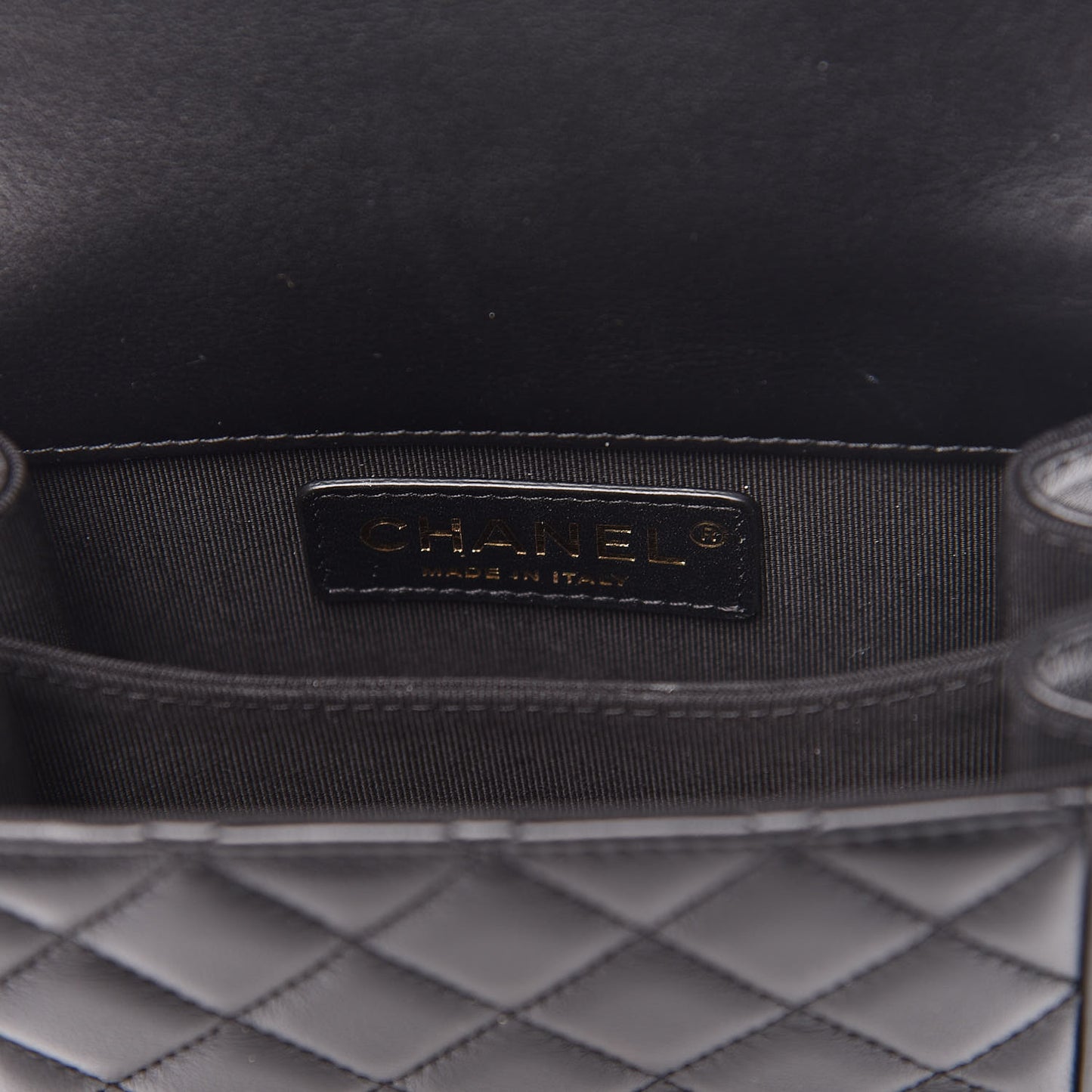 Calfskin Quilted North South Boy Flap Black