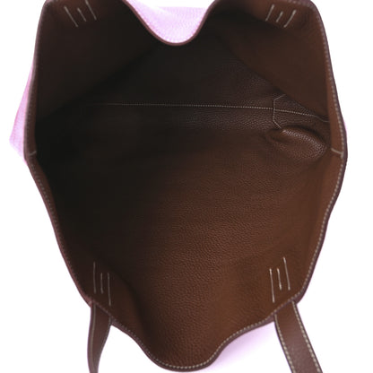 Hermes Taurillon Clemence Double Sens 45 Reversible Tote Marron D'Inde Tosca 8 of 15