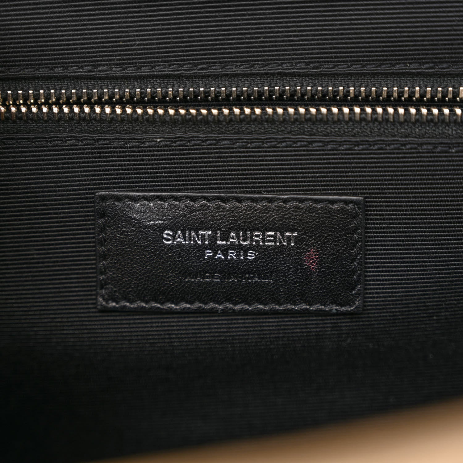 Saint Laurent Grain De Poudre Mixed Matelasse Large Triquilt Monogram Satchel Dark Beige 6 of 10