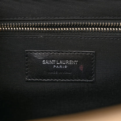 Saint Laurent Grain De Poudre Mixed Matelasse Large Triquilt Monogram Satchel Dark Beige 6 of 10