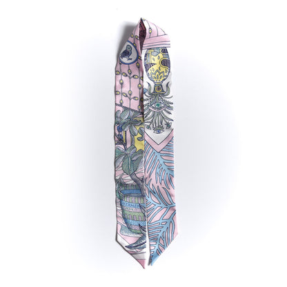 Hermes Silk La Danse Des Amazones Twilly Rose Pale Bleu Jaune 4 of 6