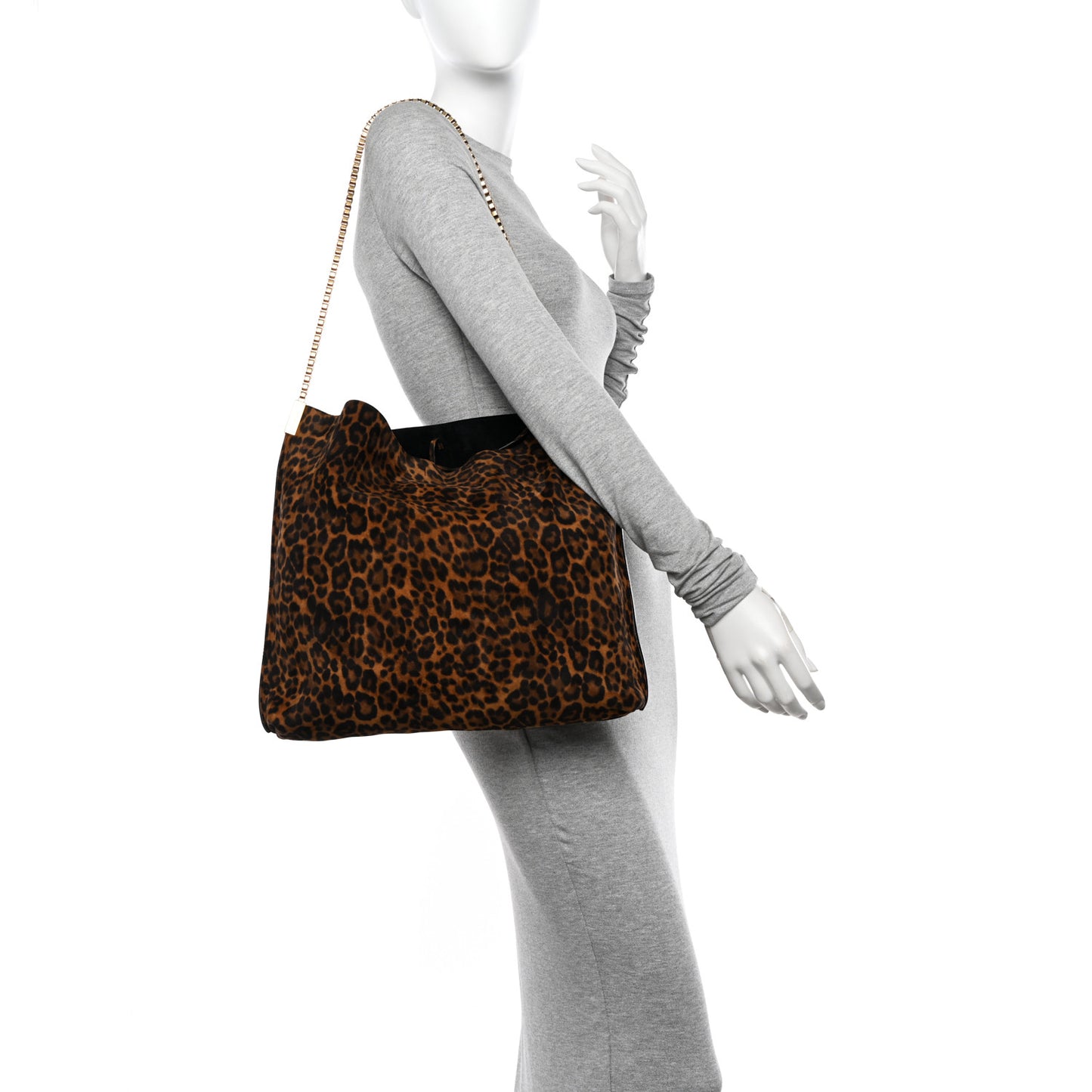 Suede Leopard Print Medium Suzanne Hobo Manto Naturale