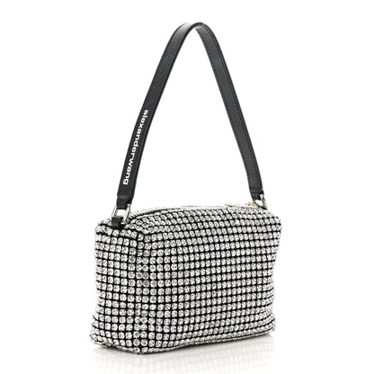 Alexander Wang Mesh Crystal Rhinestone Mini Heiress Pouch Black Silver 3 of 12