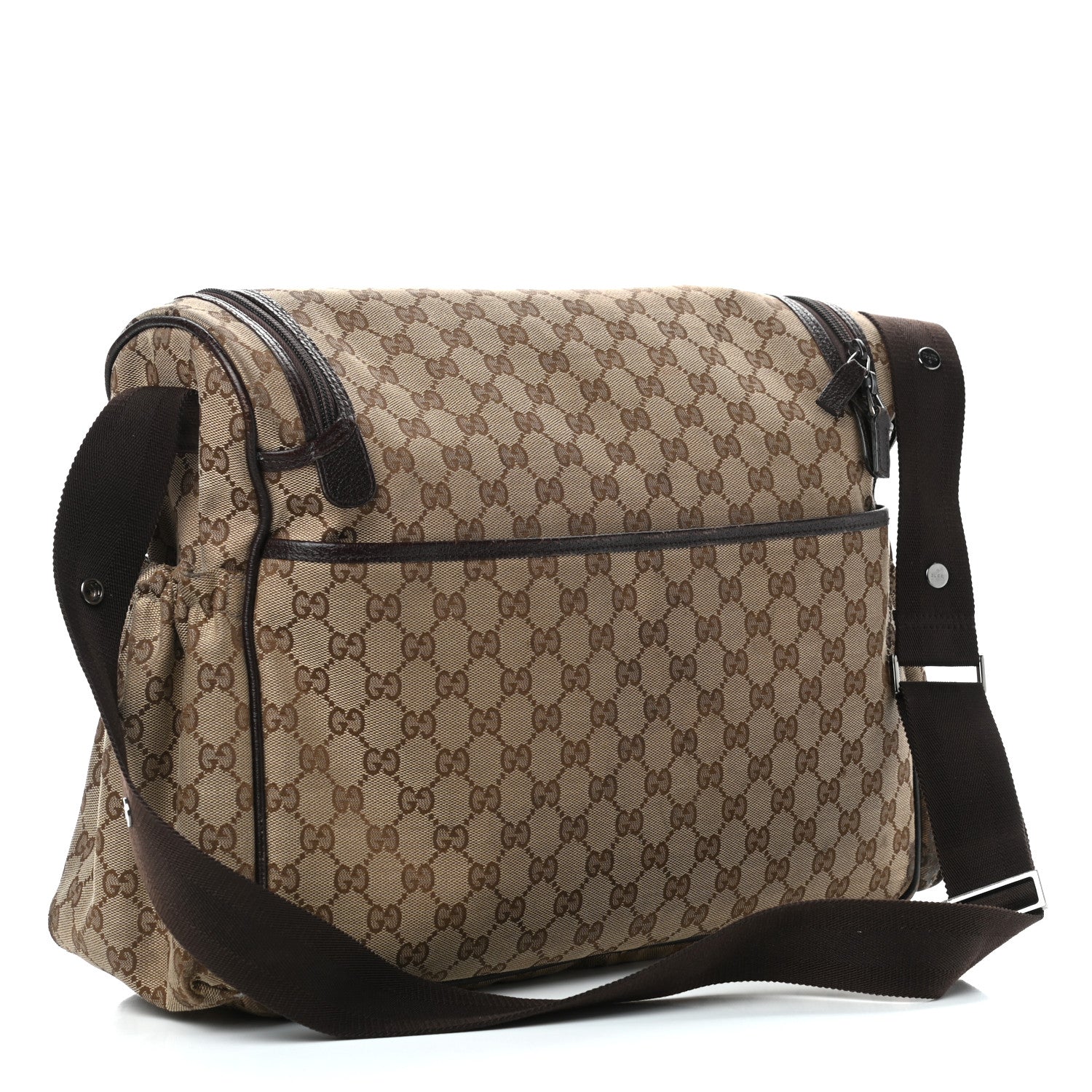 Gucci Monogram Natural Pigskin Large Diaper Bag Beige Ebony Cocoa Dark Chocolate 3 of 12